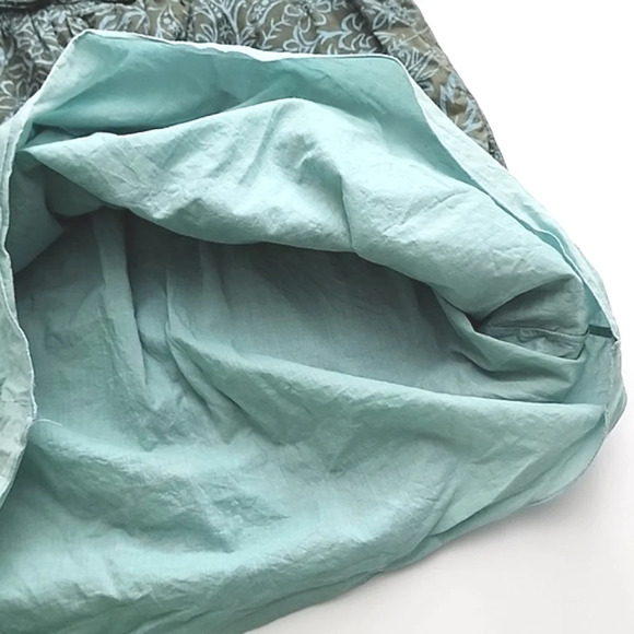 Element Skirt Blue  Floral Print Taupe Lined 100% Cotton Lightweight Size Large - Picture 6 of 11